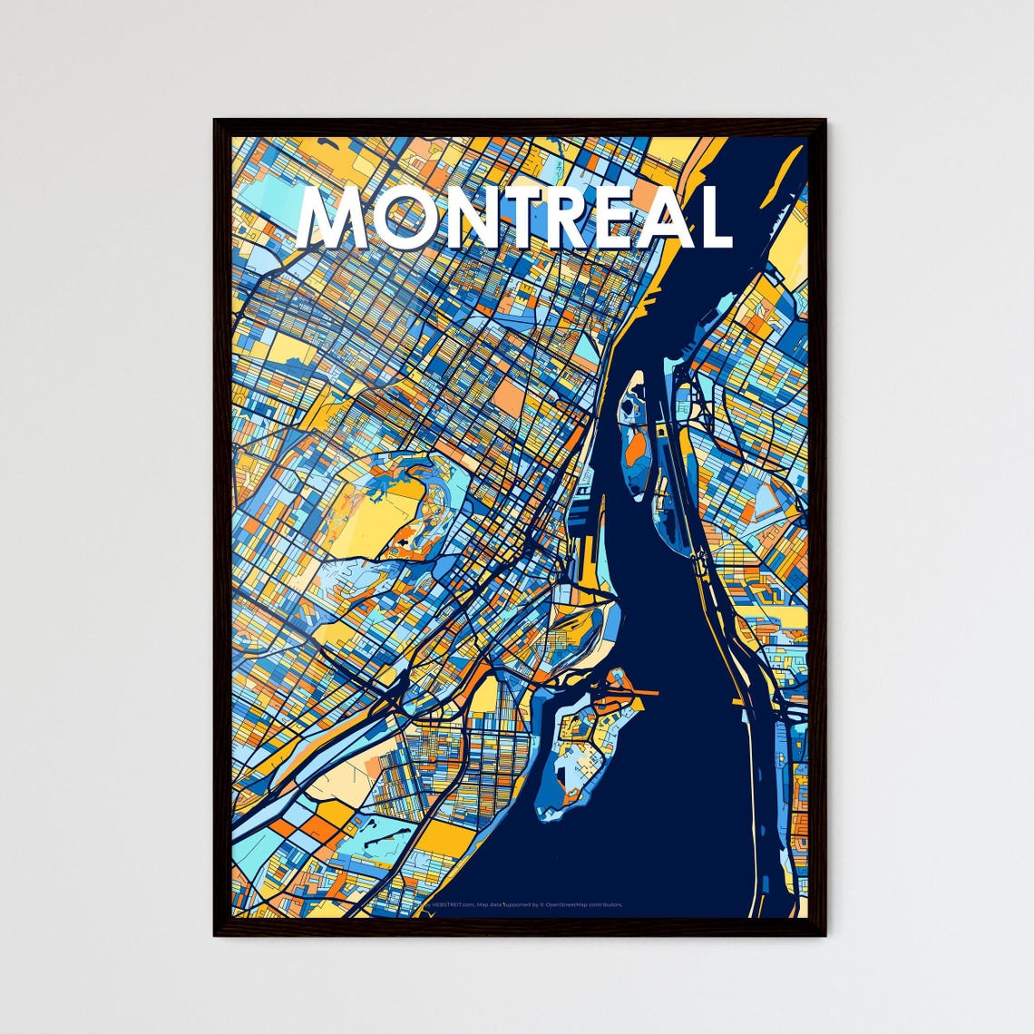 Custom Montreal Canada Vibrant Colorful City Street Map Art Poster