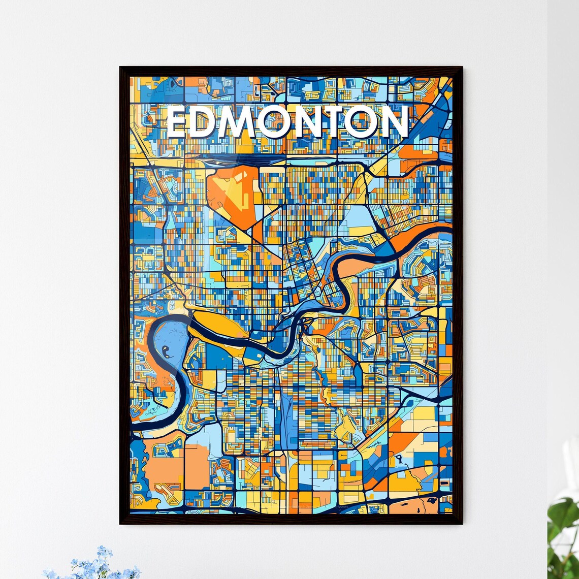 Custom Edmonton Canada Vibrant Colorful City Street Map Art Poster