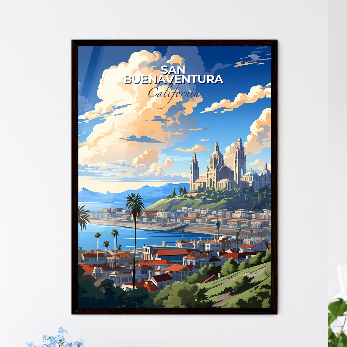 San Buenaventura California Hilltop Castle Coast View Poster
