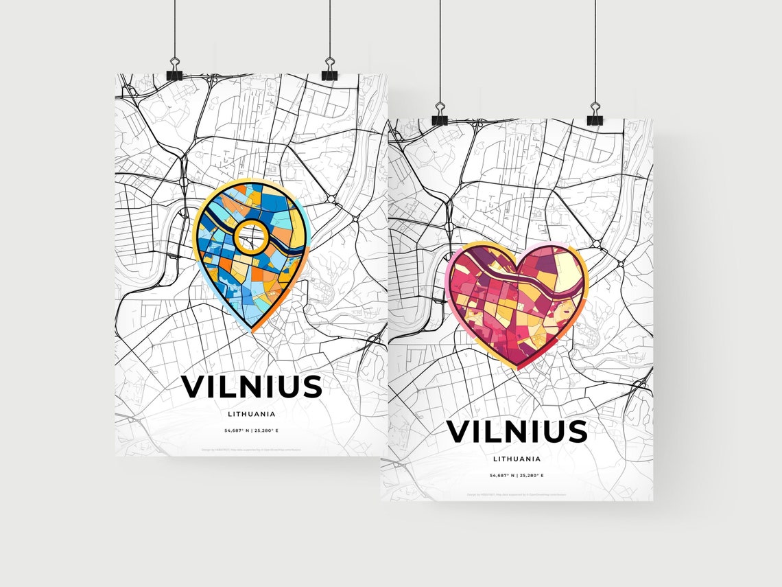 Vilnius Lithuania Where It All Began Heart Map Coordinates Poster - Image 2