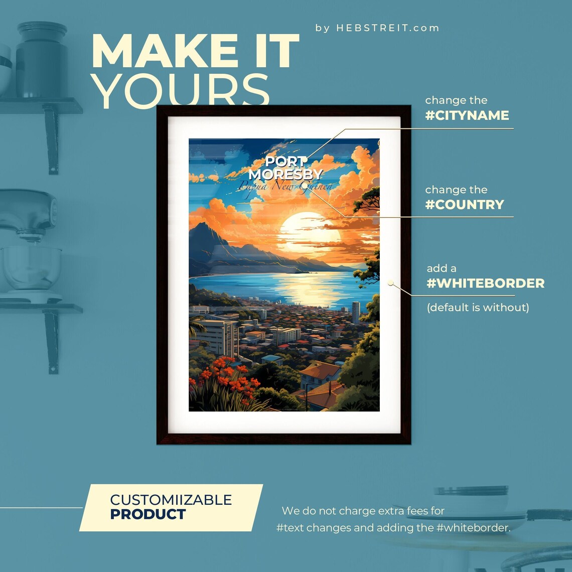 Port Moresby Papua New Guinea Sunset Harbor City View Poster - Image 2