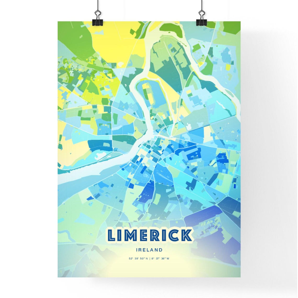 Limerick Ireland Customizable City Map Poster For Home Wall Decor - Image 2