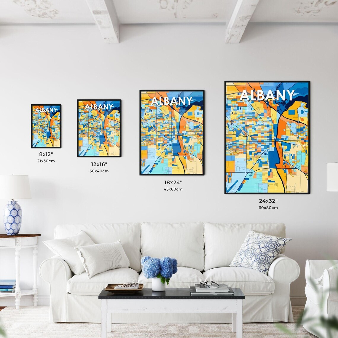 Albany Georgia Vibrant Colorful Illustrated Street Map Art Poster - Image 3