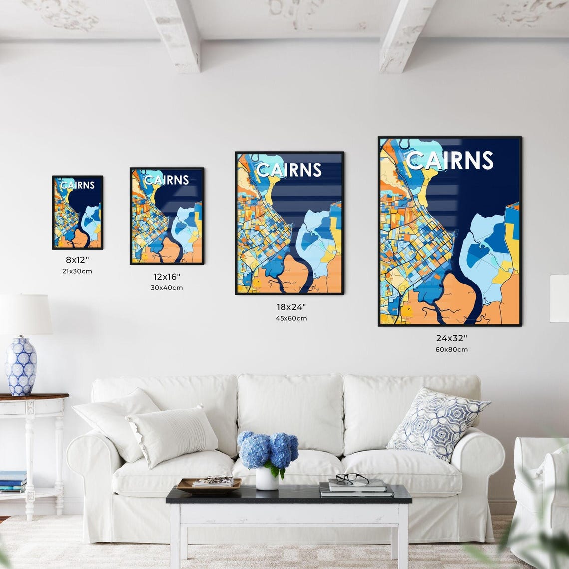 Cairns Australia Bold Colorful Vibrant City Street Map Art Poster - Image 3
