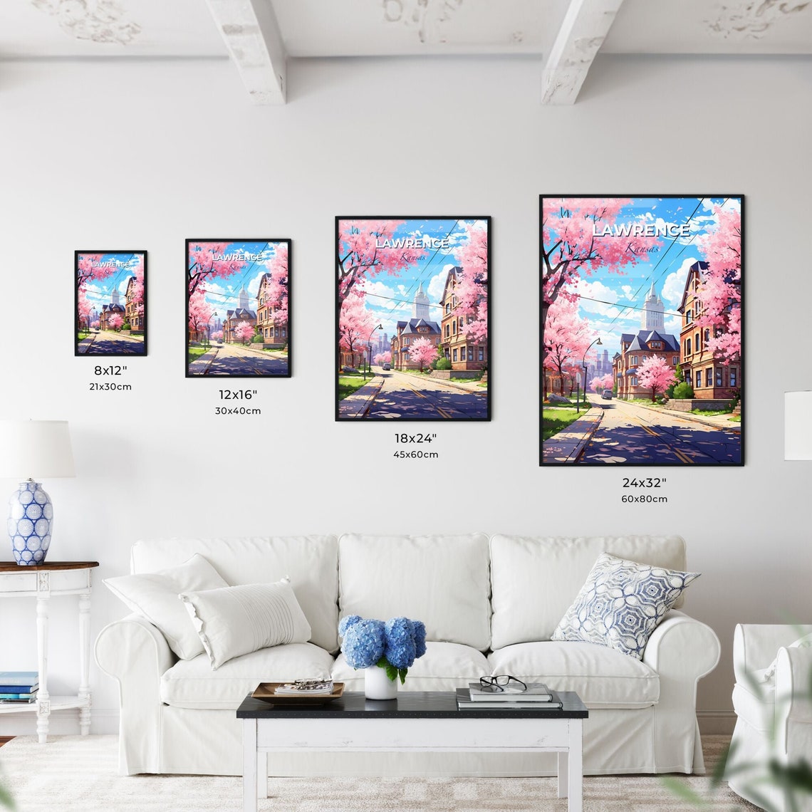 Lawrence Kansas Cherry Blossom Street Spring Travel Poster Art - Image 3
