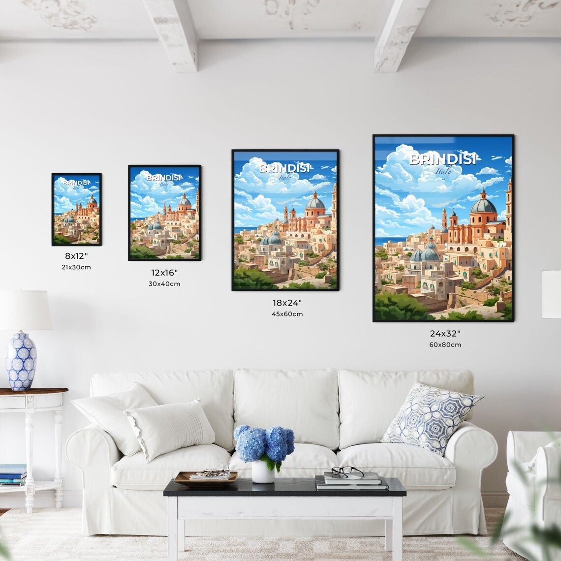 Brindisi Italy Seaside Domes Cathedral Towers Blue Sky Poster - Image 3