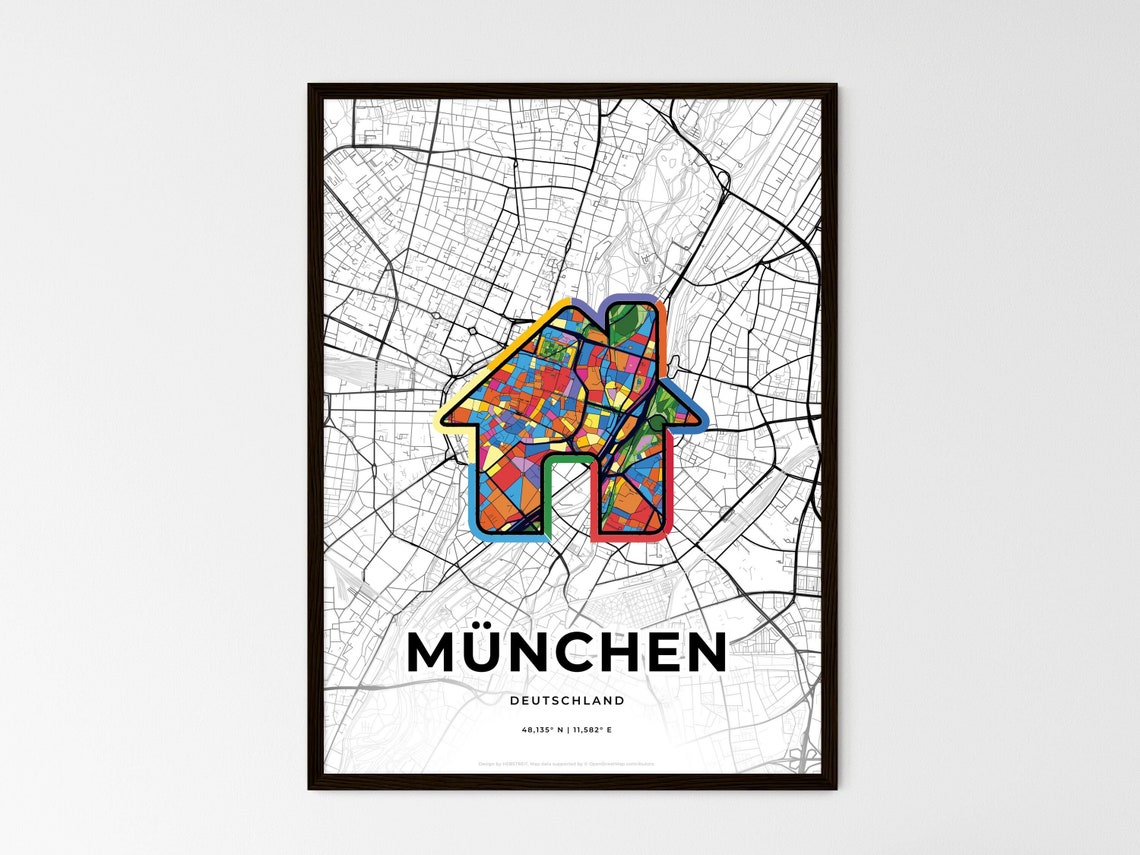München Germany Where It All Began Heart Map Coordinates Poster - Image 3