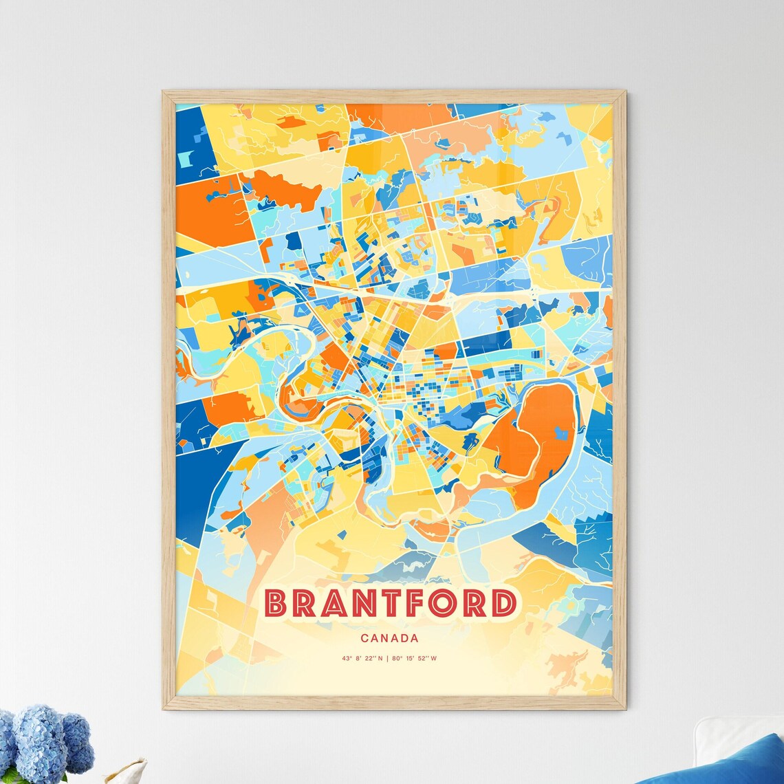 Abstract Brantford Canada Modern Colorful City Street Map Art Poster - Image 3