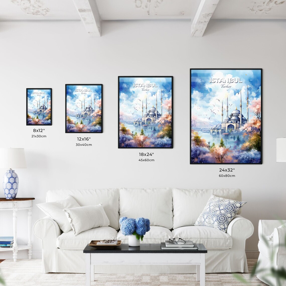 Istanbul Turkey Grand Mosque Minarets Over Water Travel Poster - Image 3