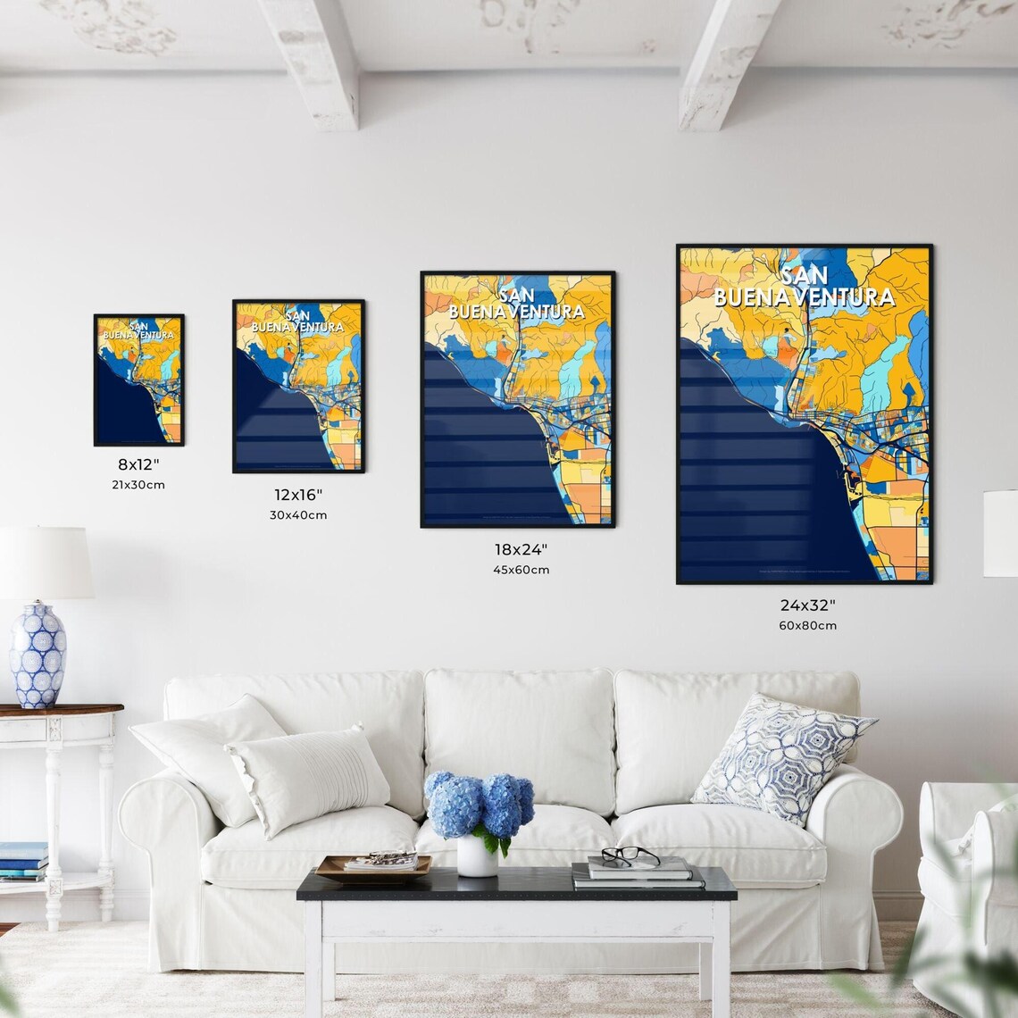 Colorful City Map Art Poster of San Buenaventura California for Home Decor - Image 3