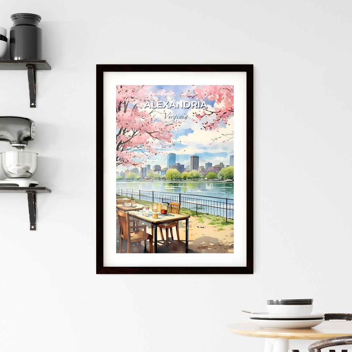 Alexandria Virginia Waterfront Cafe Cherry Blossom City View Poster - Image 2