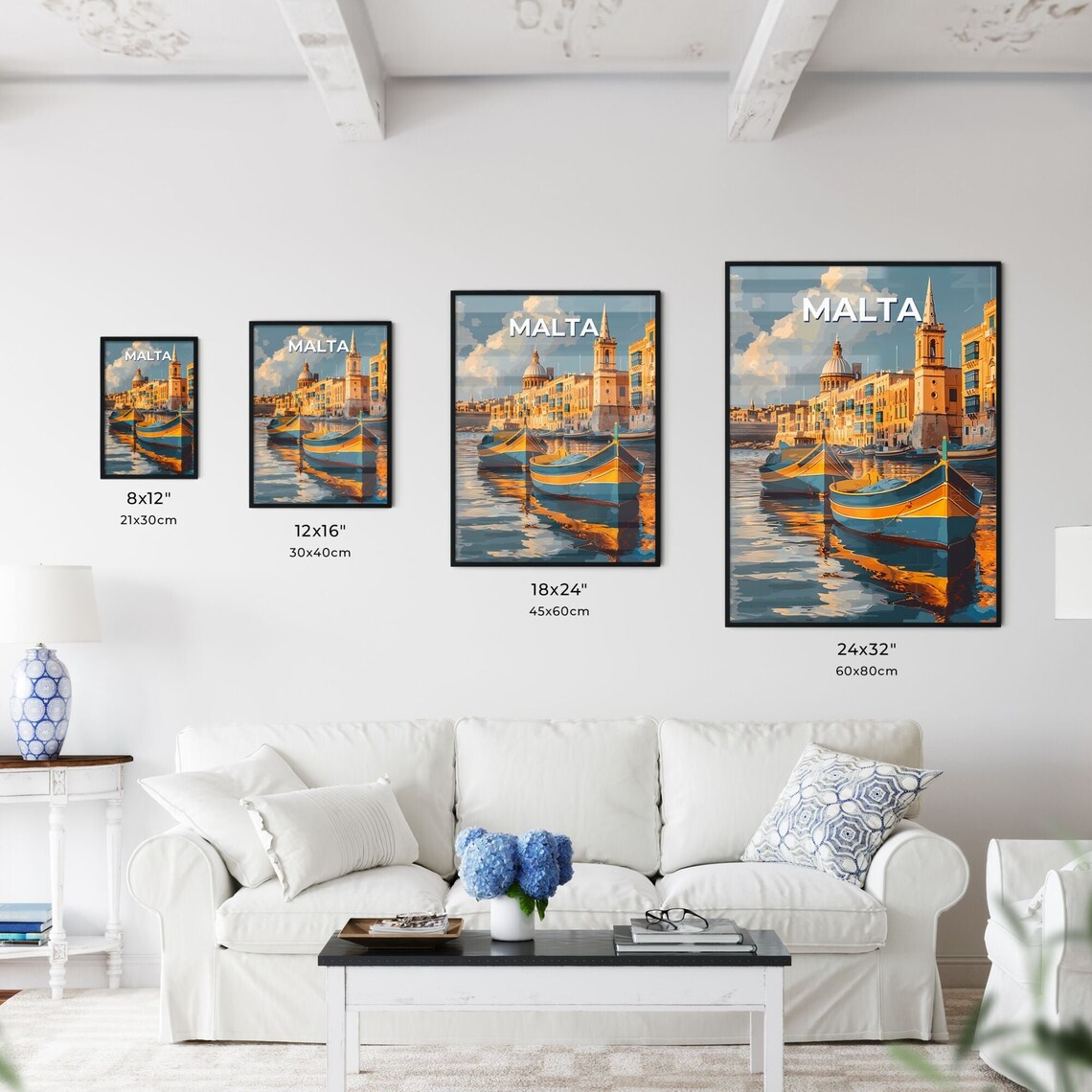 Malta Colorful Fishing Boats Harbor Golden Hour Travel Poster - Image 3