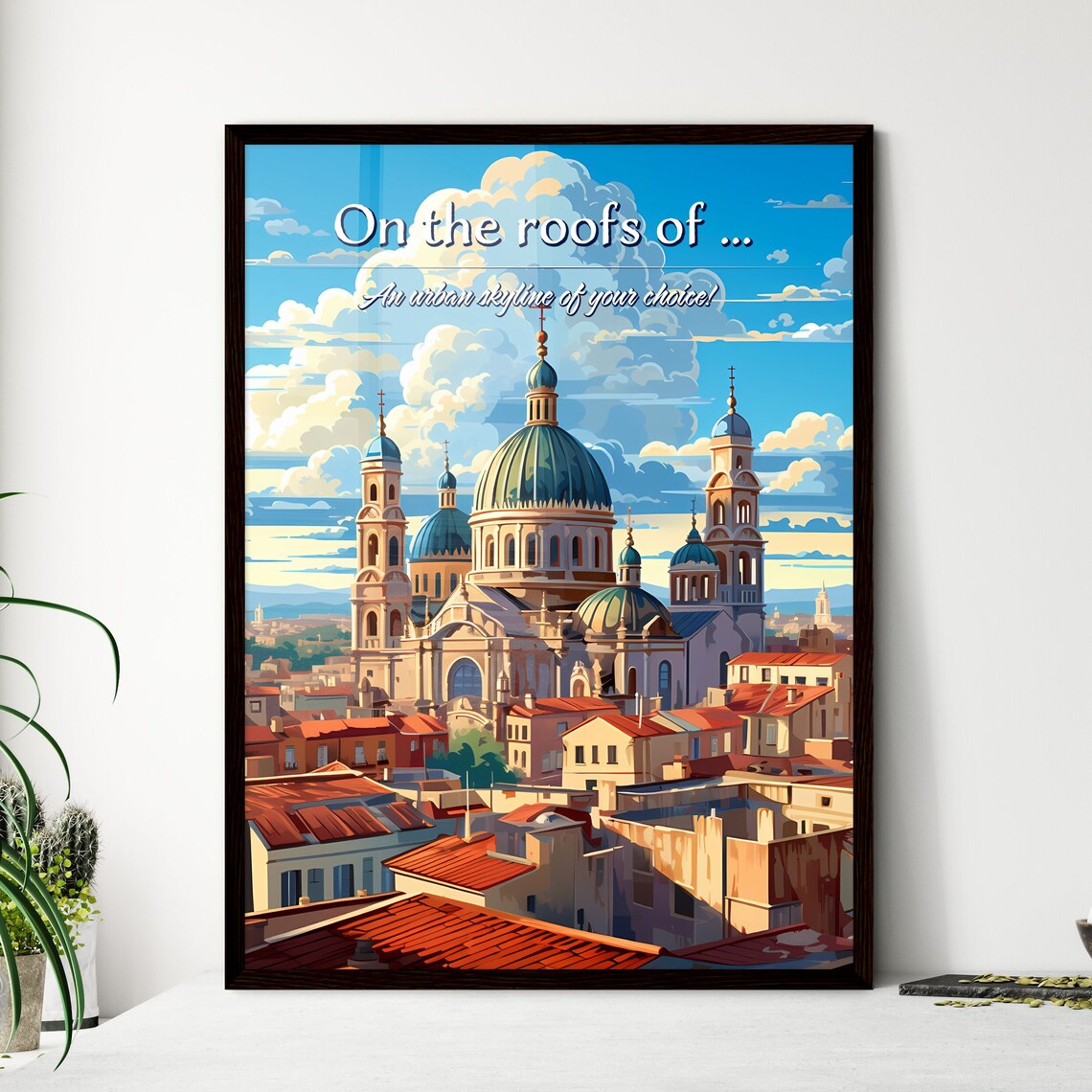 On the Roofs of an Italian City Cathedral Domes Skyline Poster