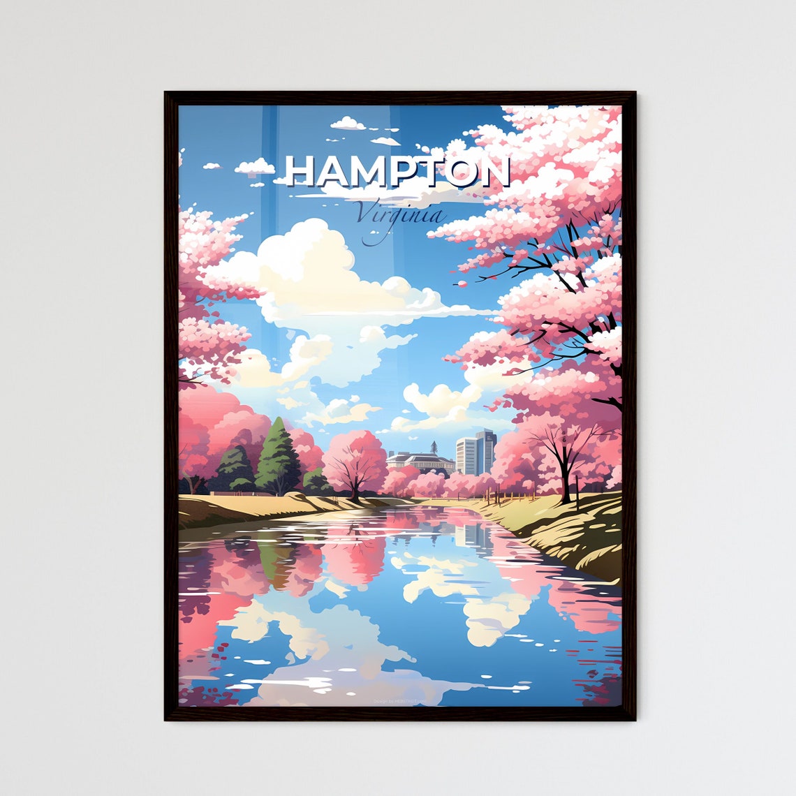 Hampton Virginia Cherry Blossom River Reflection Scenic Poster