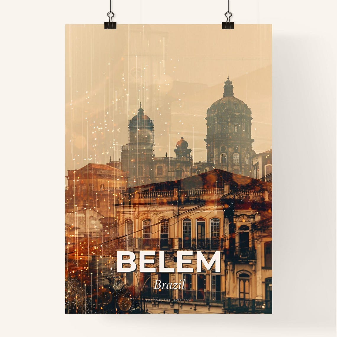 Belem Brazil Colonial Churches Golden Double Exposure Art Poster - Image 4