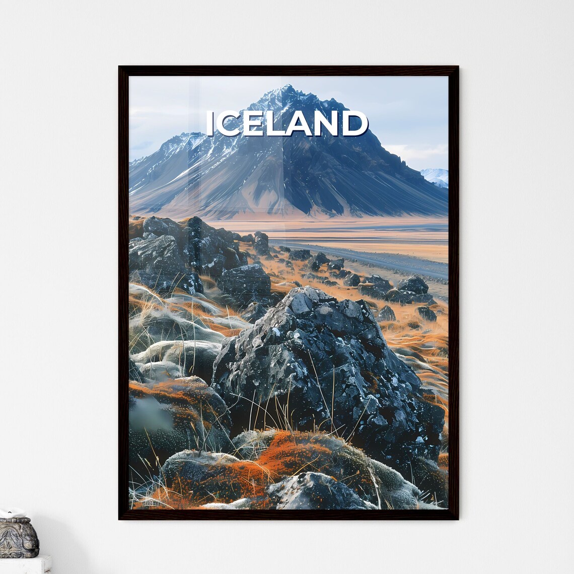 Iceland Volcanic Rock Field Mountain Moss Vintage Nature Travel Poster