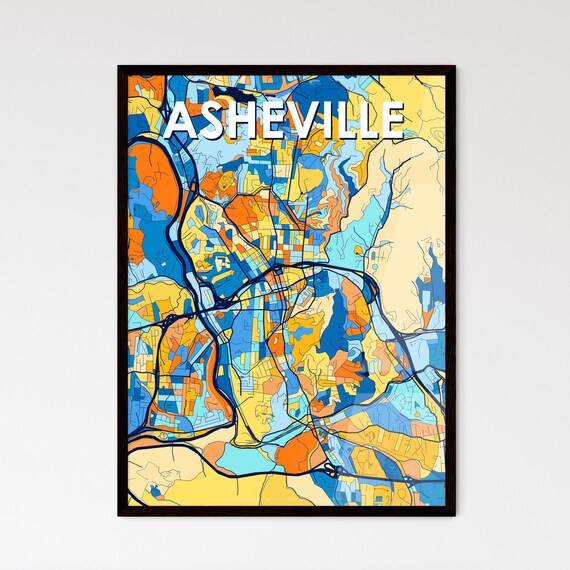 Asheville North Carolina Colorful City Map Art Home Decor Poster