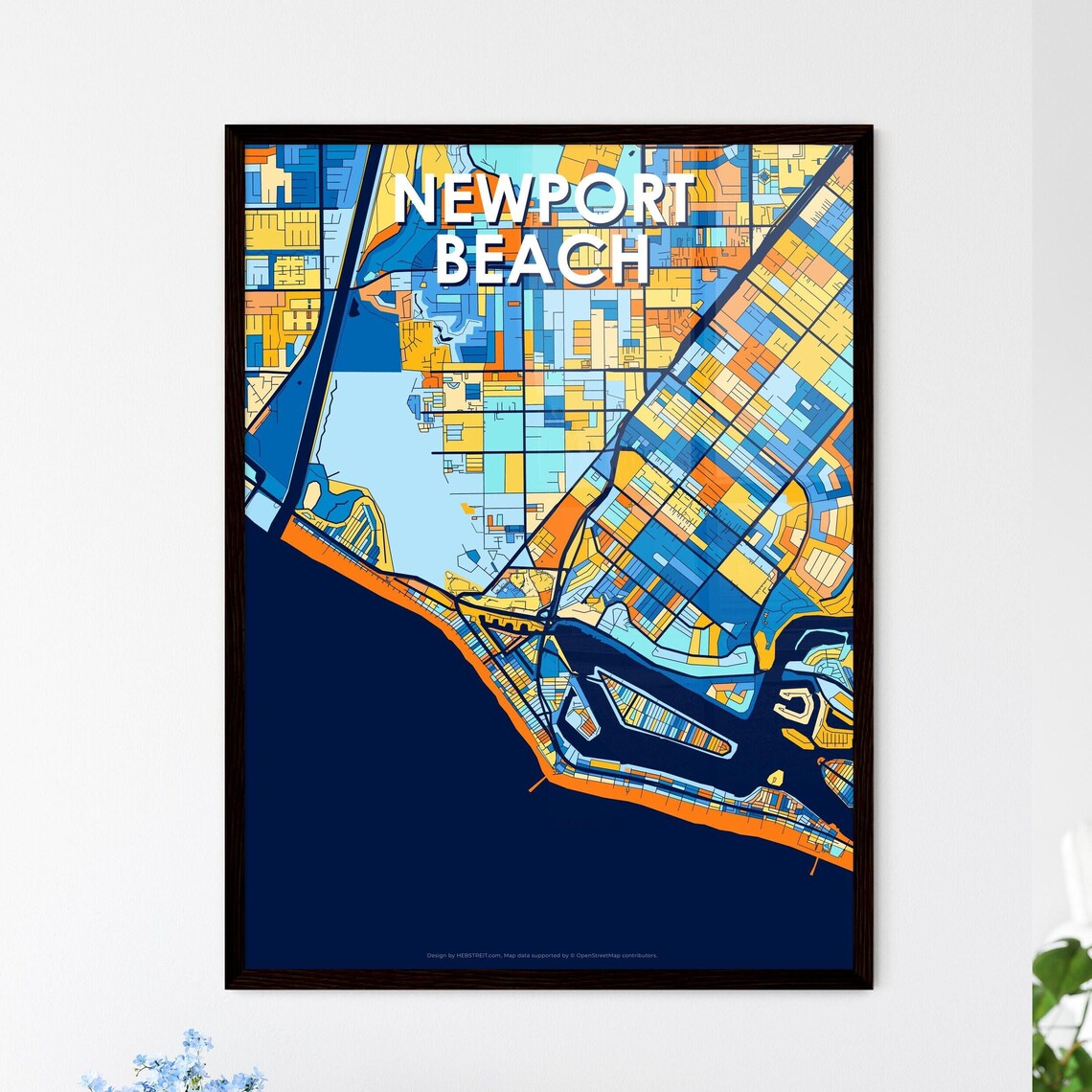 Newport Beach California Bold Colorful City Map Art Poster Great Hometown Gift