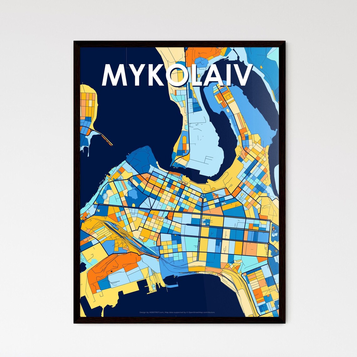 Mykolaiv Ukraine Vibrant Colorful Modern City Street Map Art Poster