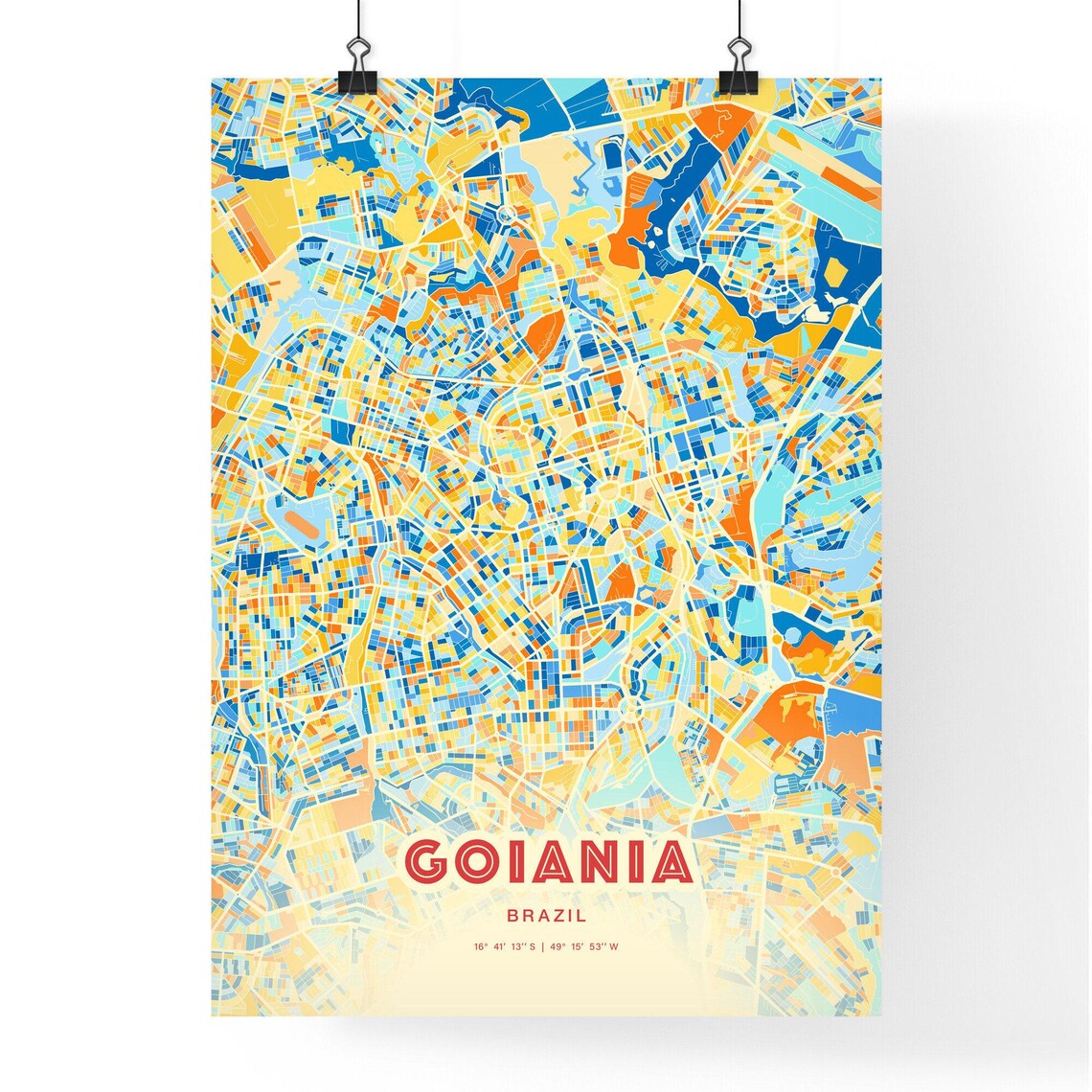 Goiania Brazil Colorful City Map Coordinates Modern Art Poster - Image 3