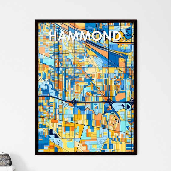 Hammond Indiana Vibrant Colorful Mosaic City Street Map Art Poster