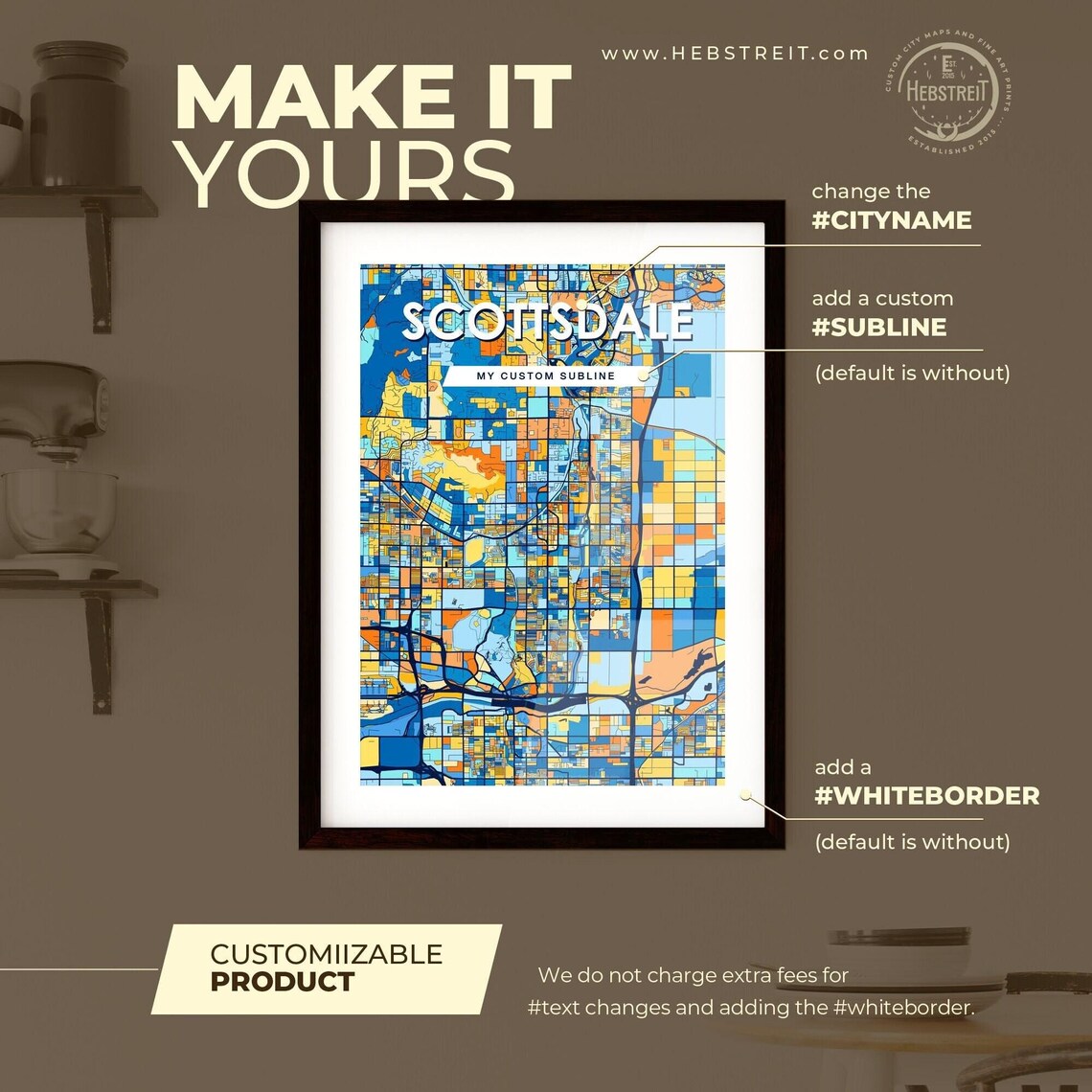 Scottsdale Arizona Colorful Geometric City Street Map Poster - Image 2