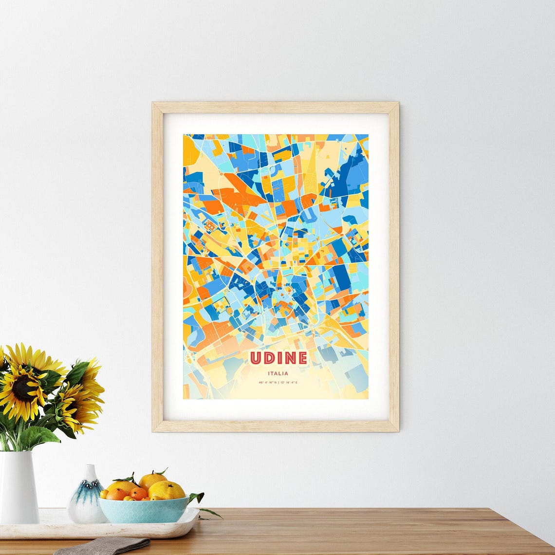 Udine Italy Colorful Friulian City Map Coordinates Art Poster - Image 2