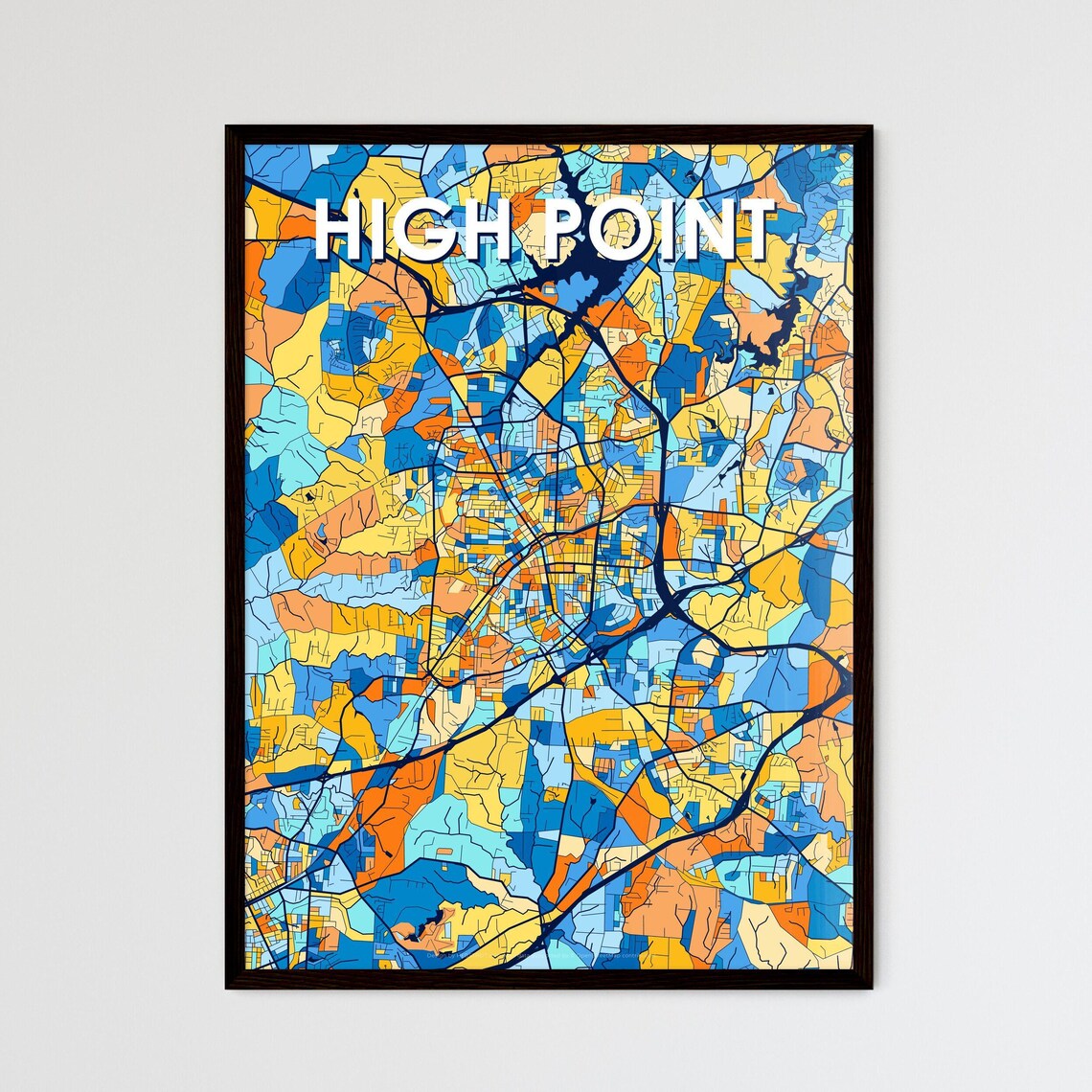 High Point North Carolina Vibrant Colorful Geometric Street Grid City Map Art Poster