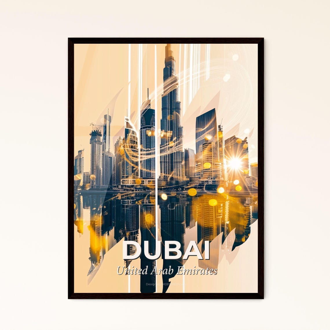 Dubai United Arab Emirates Burj Khalifa Golden Skyline Poster