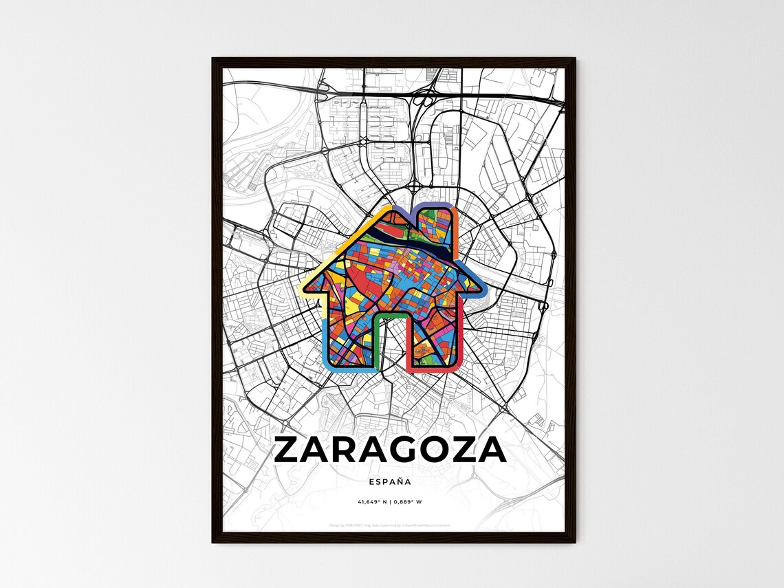 Zaragoza Spain Romantic Minimalist Heart City Map Art Poster - Image 3