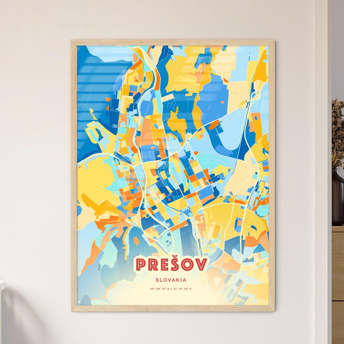 Presov Slovakia Colorful City Map Coordinates Travel Art Poster