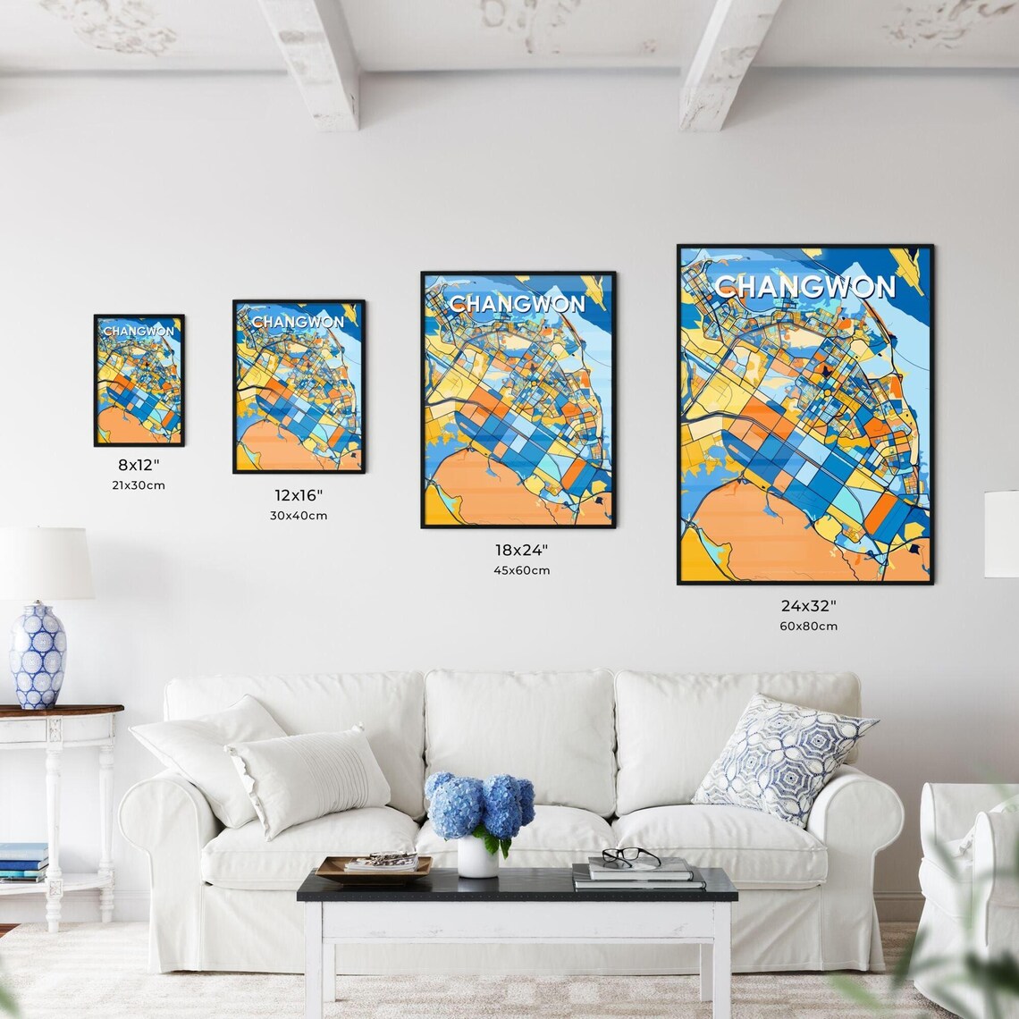 Changwon South Korea Colorful Modern City Street Map Travel Decor Poster - Image 3