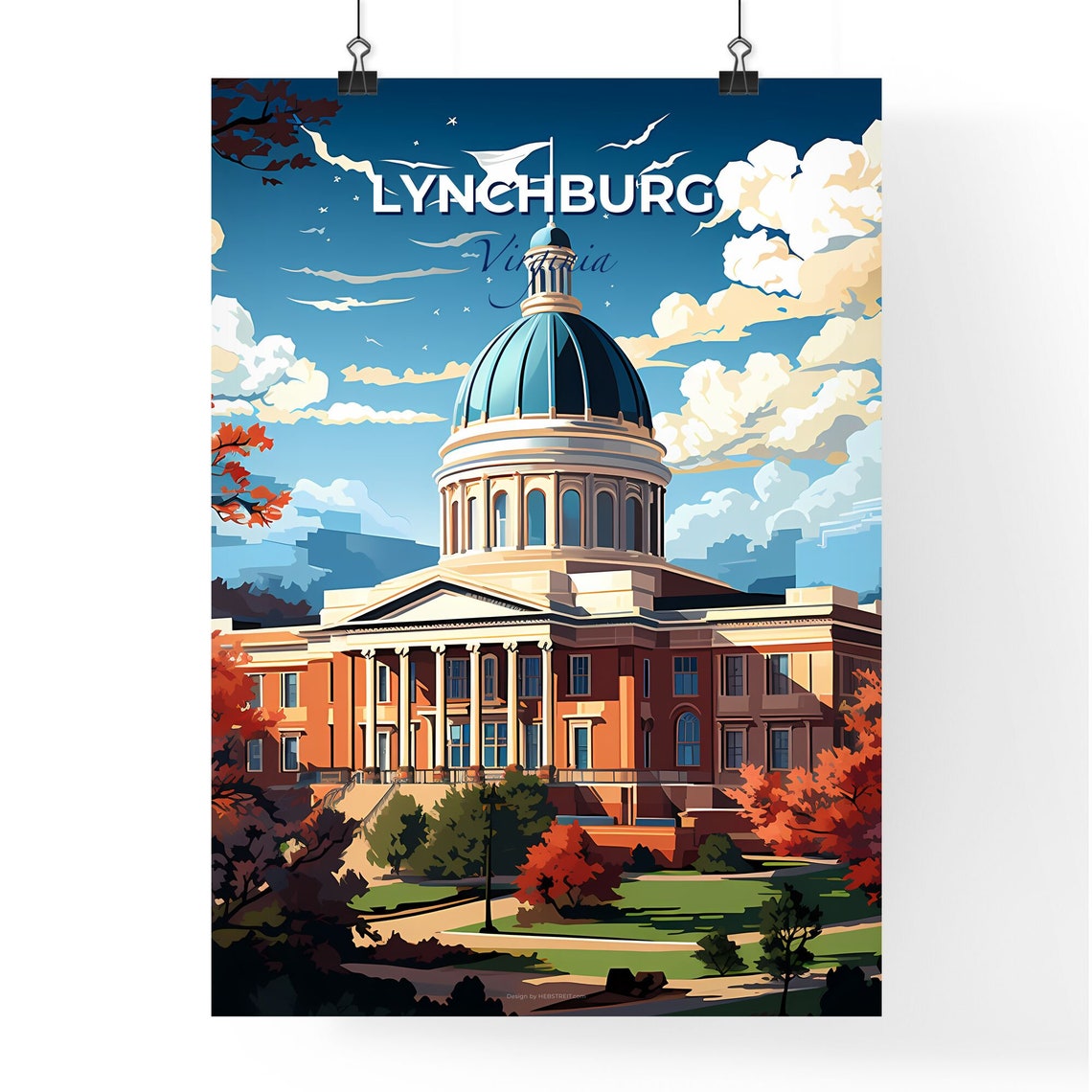 Lynchburg Virginia Autumn Domed Building Fall Foliage Poster - Image 4