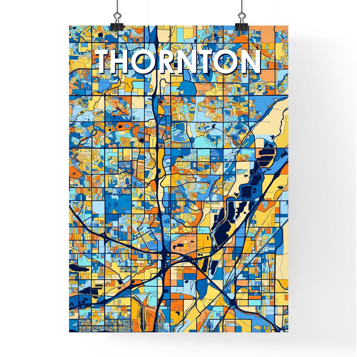 Thornton Colorado Colorful Vibrant City Street Map Art Poster - Image 4