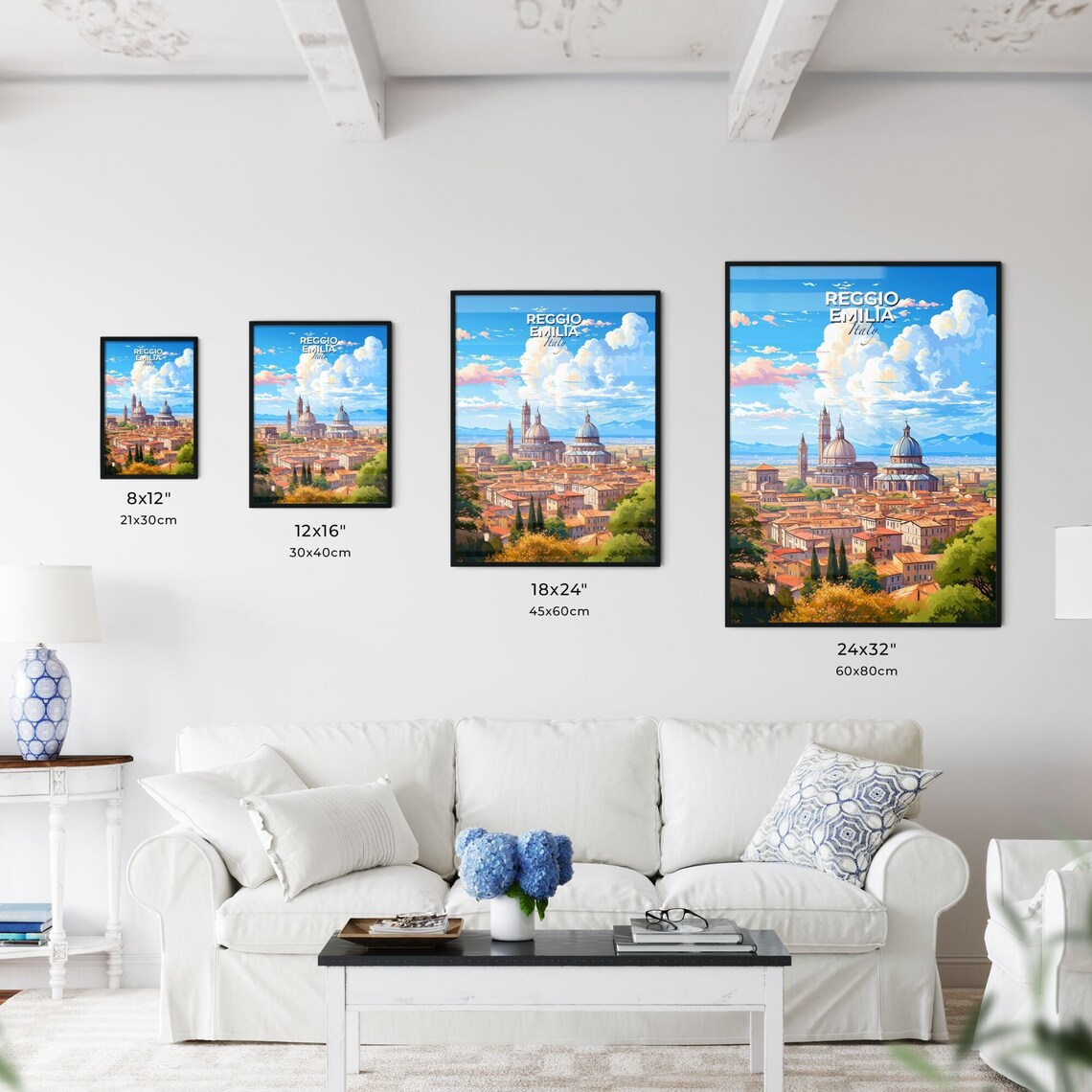 Reggio Emilia Italy Skyline Dome Church Rooftops Travel Cityscape Poster - Image 3