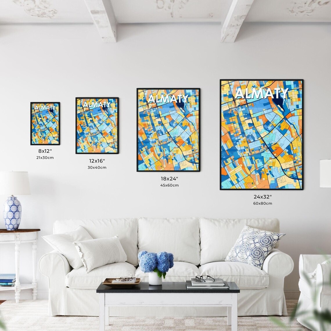 Almaty Kazakhstan Vibrant Colorful Modern City Street Map Art Poster - Image 3