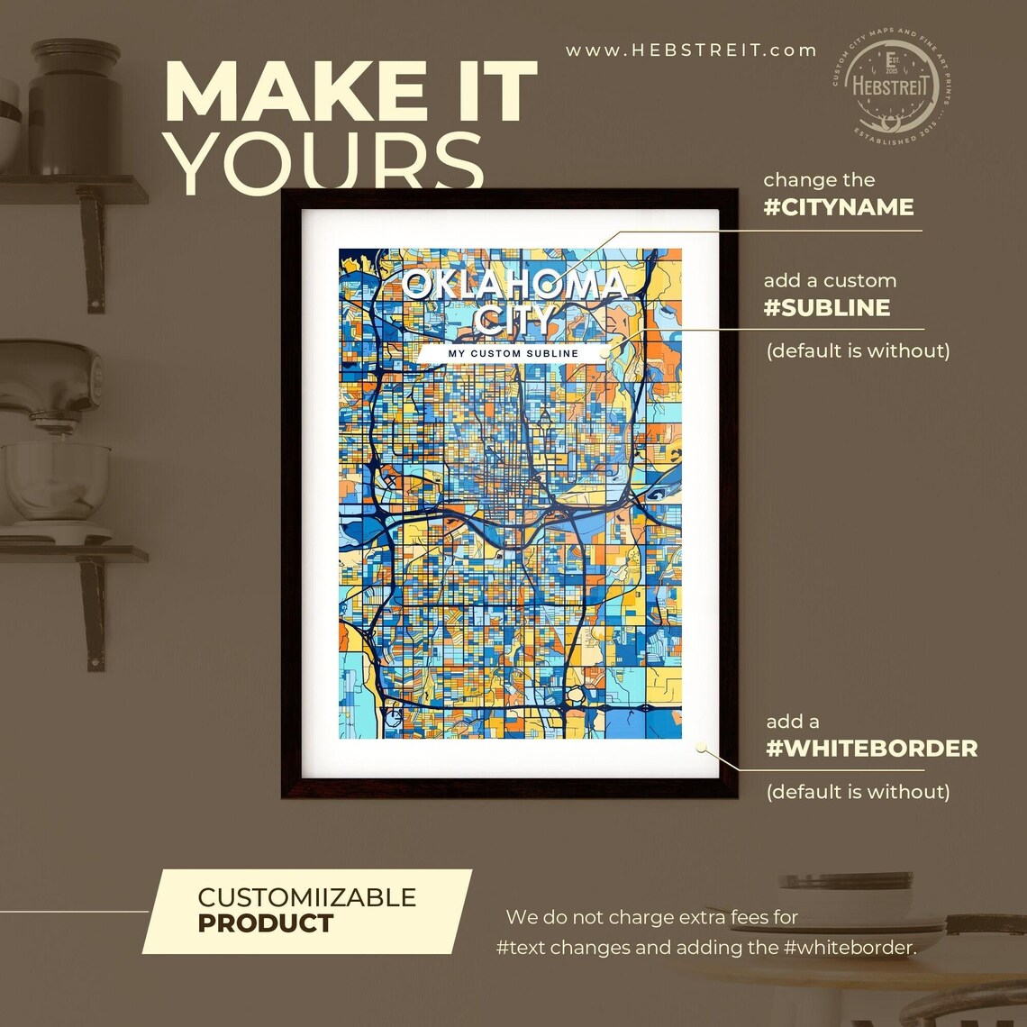 Oklahoma City Oklahoma Vibrant Colorful Mosaic City Street Map Art Poster - Image 2