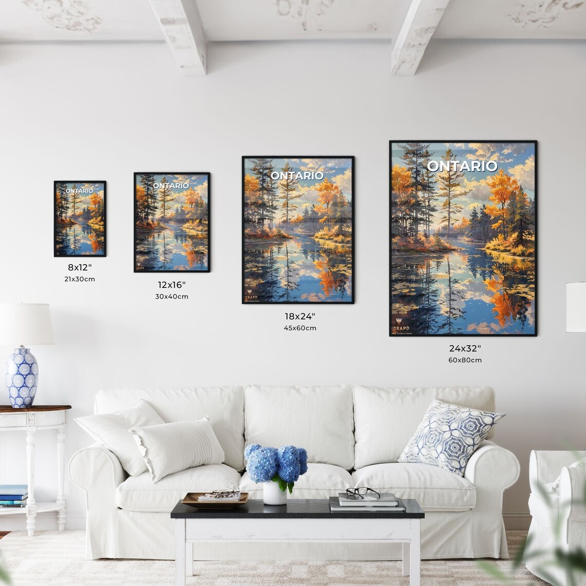 Ontario Autumn Forest Lake Reflection Pines Travel Art Poster - Image 3