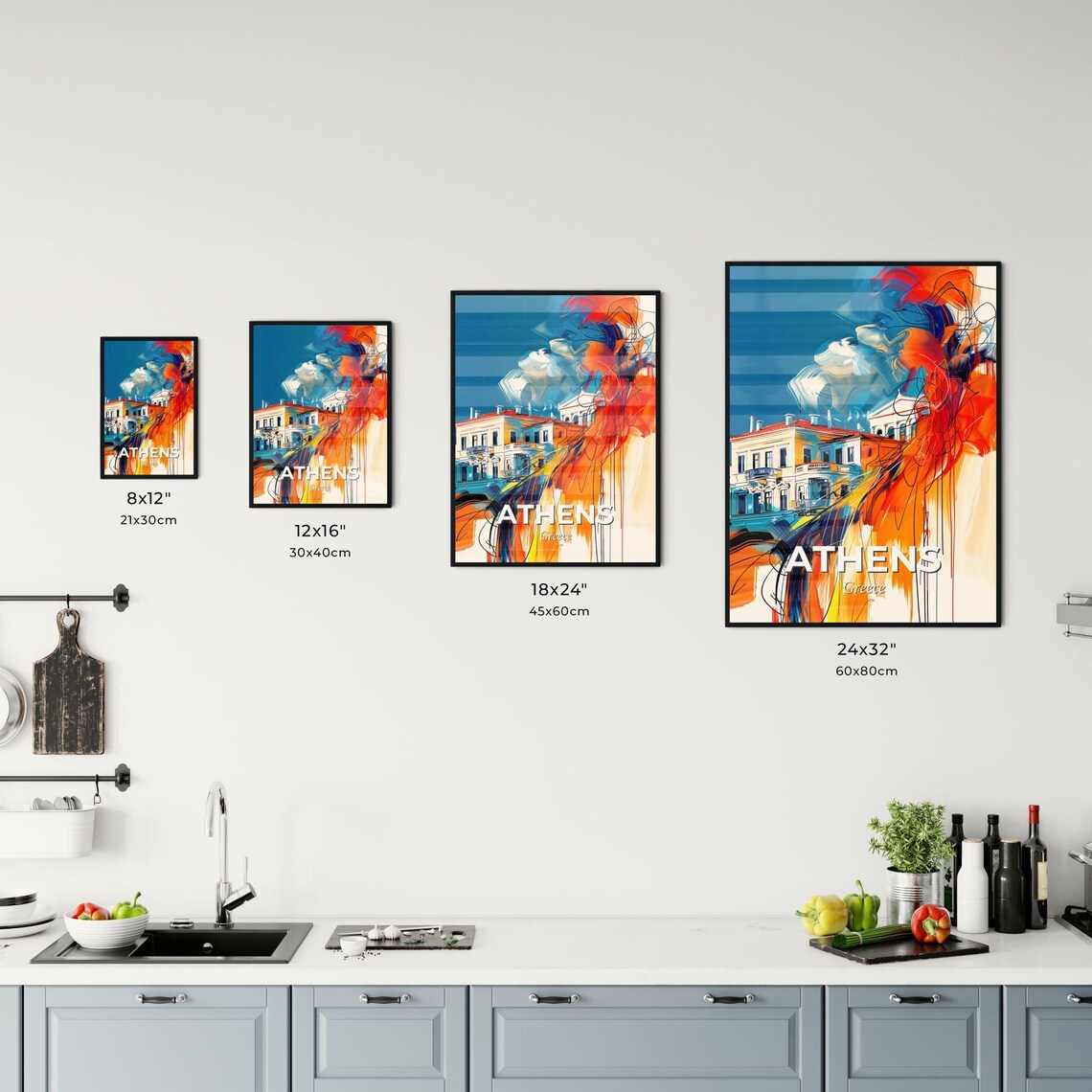 Athens Greece Vibrant Watercolor Historic City Travel Poster - Image 3