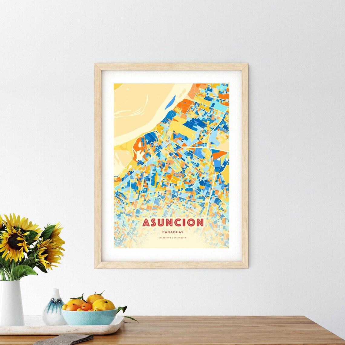 Asuncion Paraguay Vibrant Colorful City Street Map Art Poster - Image 2