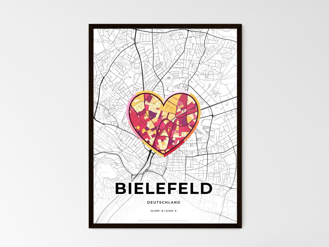 Bielefeld Germany Where It All Began Heart Map Coordinates Poster