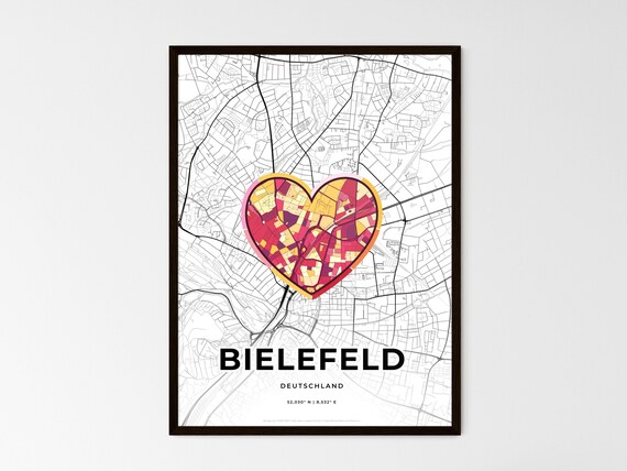 Bielefeld Germany Where It All Began Heart Map Coordinates Poster