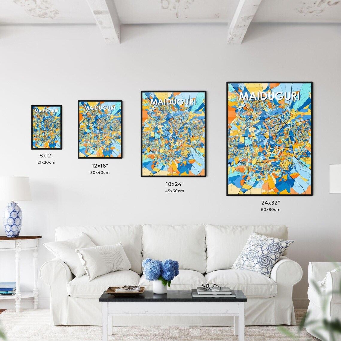 Maiduguri Nigeria Bold Vibrant Geometric City Map Art Poster - Image 3