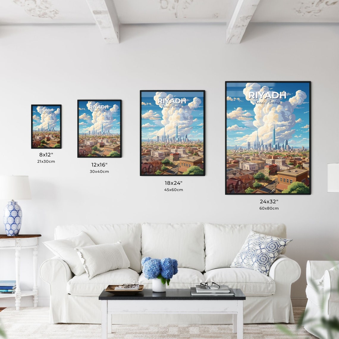 Vivid Riyadh Saudi Arabia Modern Skyline Under Big Clouds Poster - Image 3