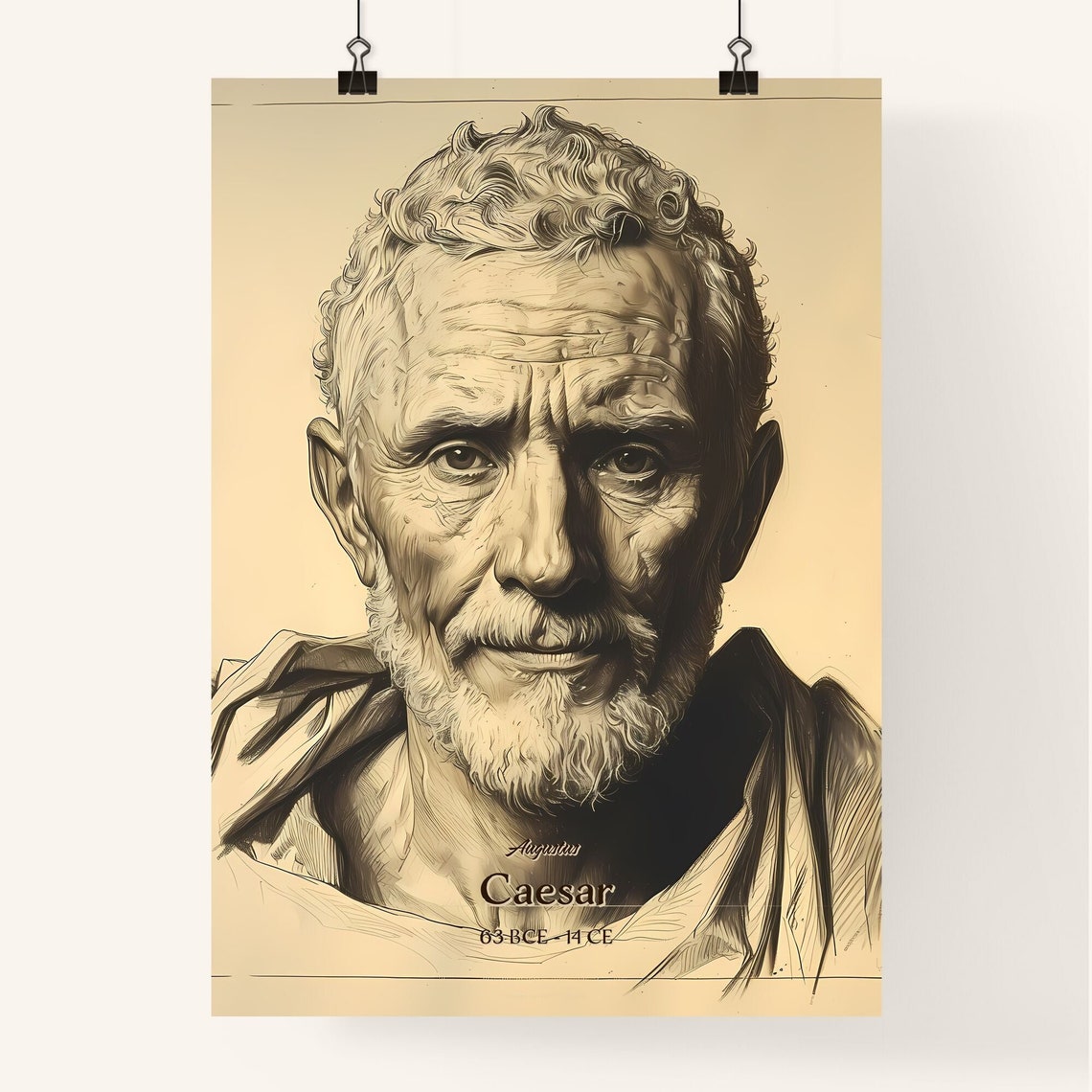 Augustus Caesar First Roman Emperor Engraving Portrait Poster - Image 4