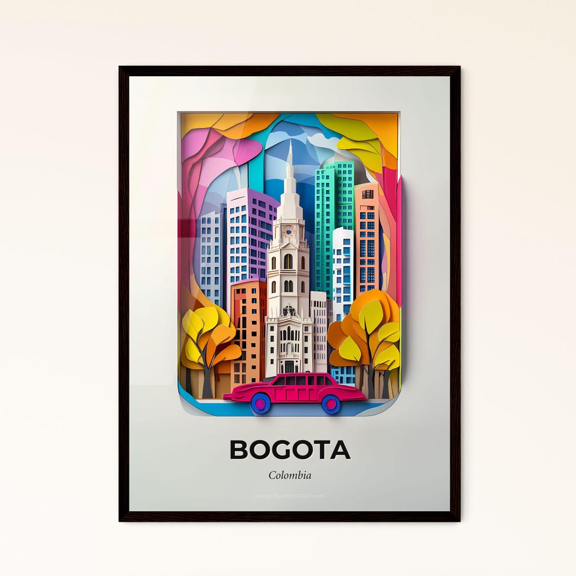 Vivid Bogota Colombia A City With A Car In The Foreground Fine Art Print Customizable