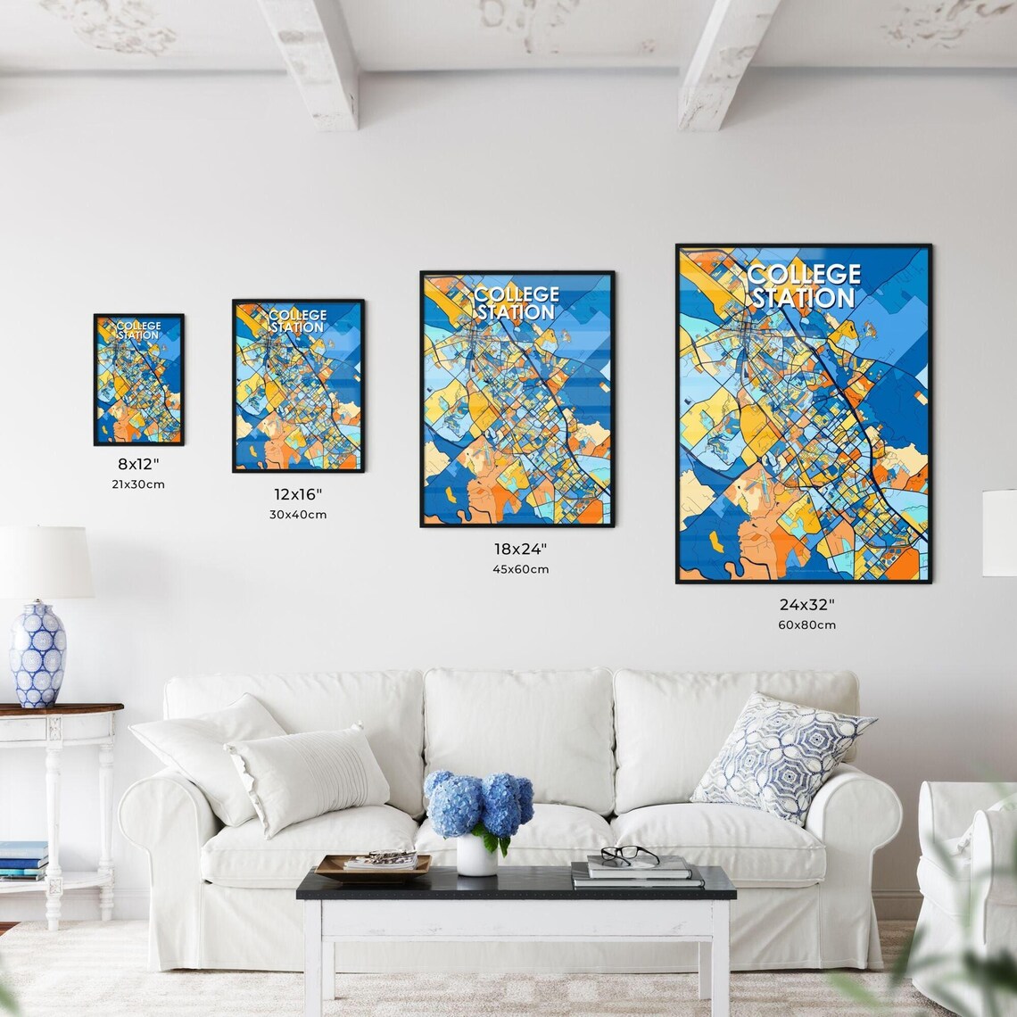 College Station Texas Vibrant Colorful Mosaic City Street Map Art Poster - Image 3