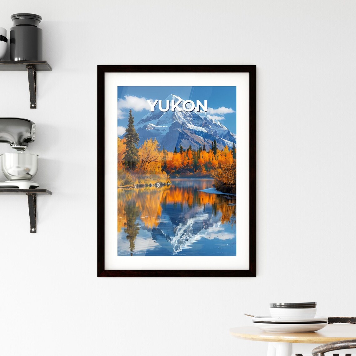 Yukon Snowcapped Mountain Autumn Lake Reflection Travel Poster - Image 2