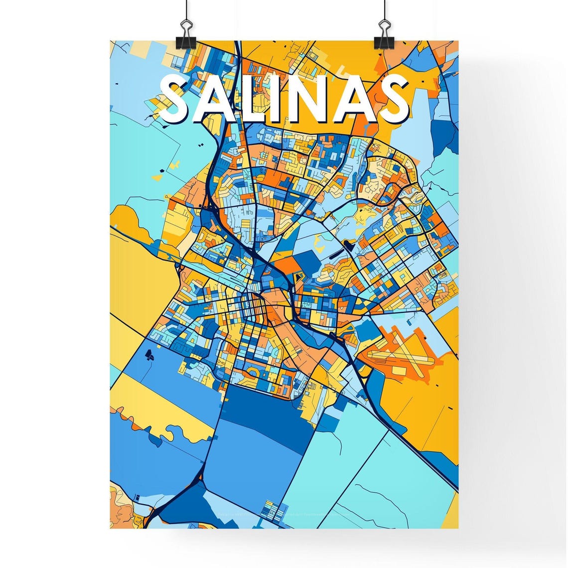 Salinas California Colorful Modern City Map Poster for Home and Office - Image 4