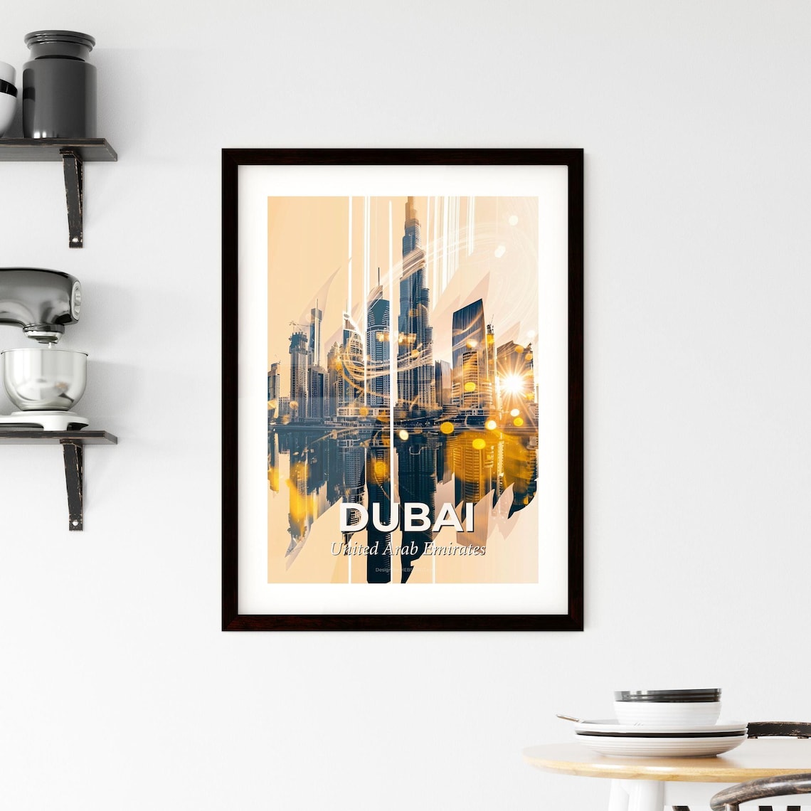 Dubai United Arab Emirates Burj Khalifa Golden Skyline Poster - Image 2